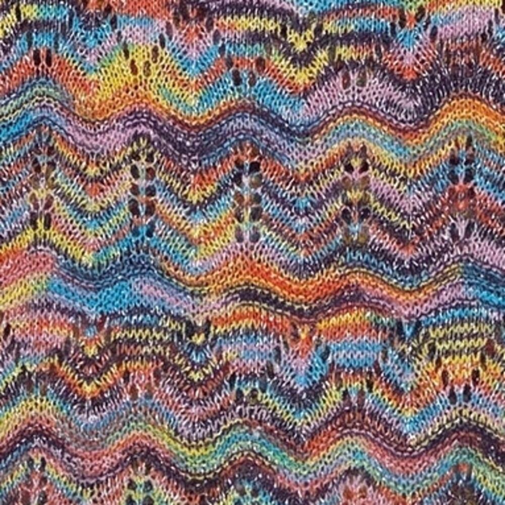 Spacedye Rainbow Sharkbite Hem Top M Lightweight Open Crochet Knit Artsy Vibrant - Picture 6 of 12